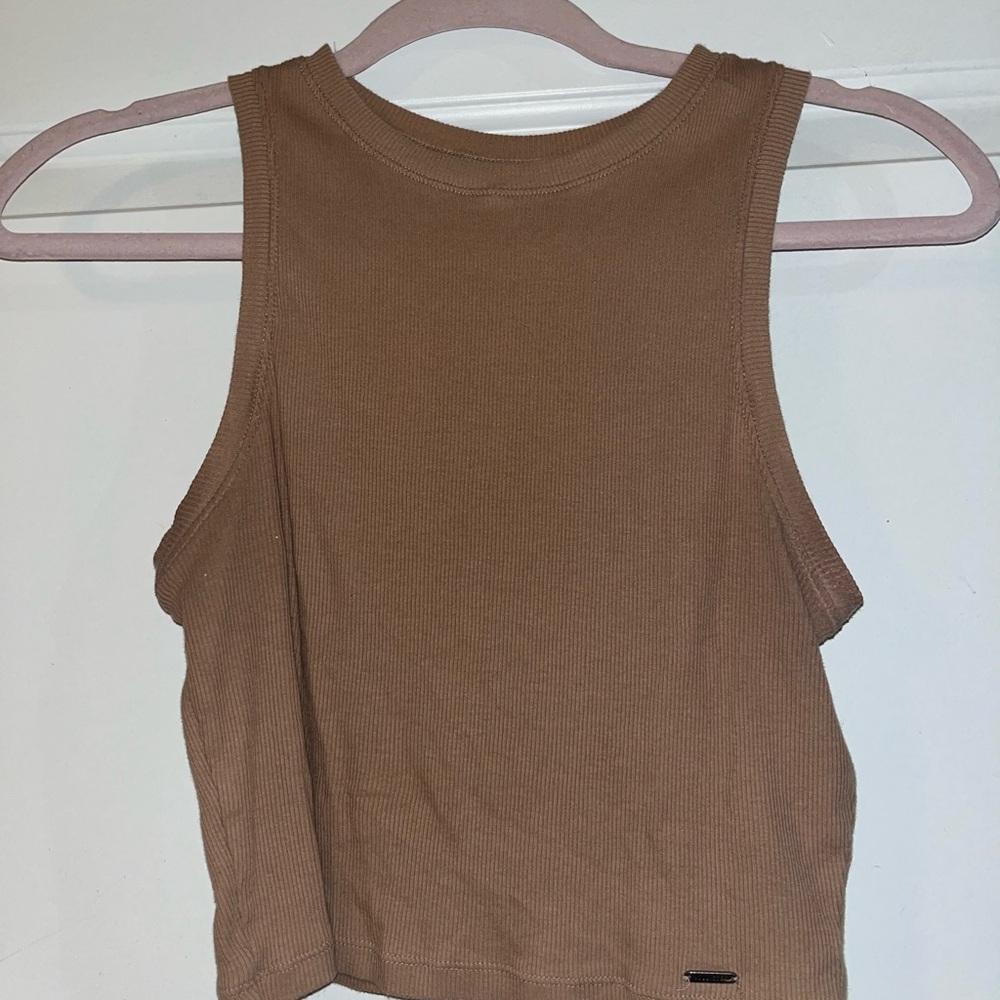 Hollister Brown Sleeveless Crop Tank Top